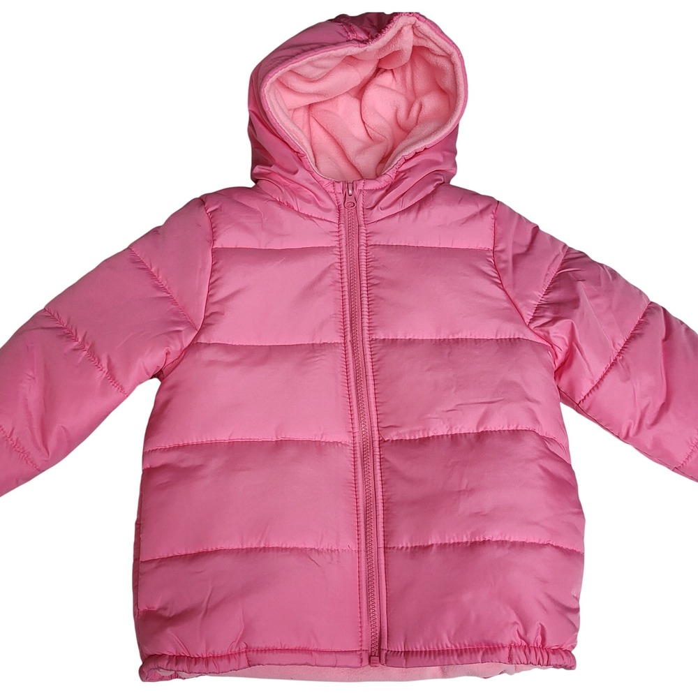 NWT London Fog Kids Size L 6X Puffer Jacket Pink Hooded Zip Front Insulated